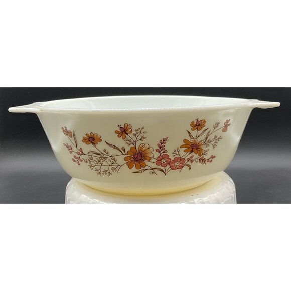 Vtg 1970s JAJ Pyrex England Casserole Dish Country Autumn Woodland 1qt 8"D x 3"H - Picture 3 of 7